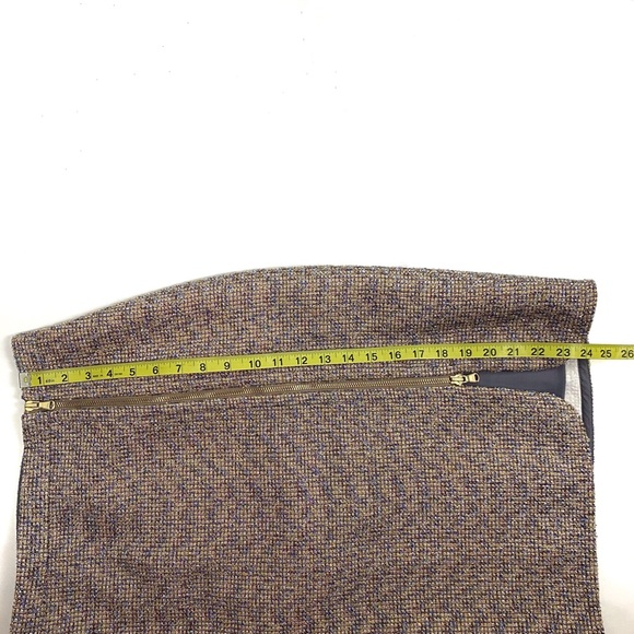 J. Crew Front Zip Pencil Skirt Sparkly Purple Gold Metallic Tweed Skirt Size 0 - Picture 15 of 17
